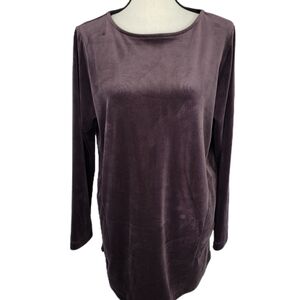 J. Jill Womens Purple Velour Purple Velour Long Sleeve W-pockets Mini Dress sz M